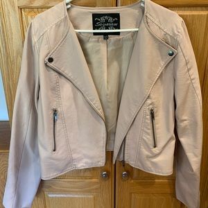Moto jacket. Faux leather/suede. Blush pink.